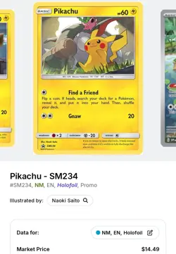 Pokemon Pikachu TCG Special Collection SM234 Holo Promo Card - Image 4
