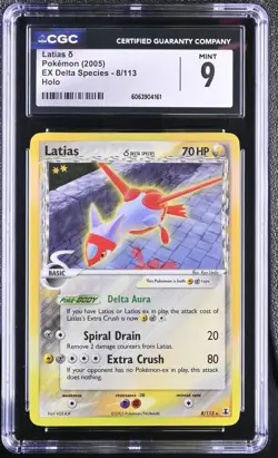CGC 9 MINT Latias 2005 EX Delta Species 8/113 Holo Pokemon Card - Image 1