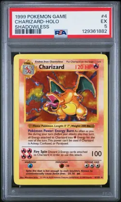 1999 POKEMON BASE SET SHADOWLESS #4 CHARIZARD-HOLO PSA 5 - Image 1