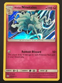 Pokemon TCG Alolan Ninetales 145/236 Holo Rare SM Cosmic Eclipse NM - Image 1