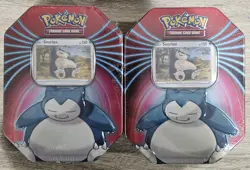 2X Pokemon TCG 2021 Snorlax Knock Out Tin- Factory Sealed - 3 Booster Packs EACH - Image 1