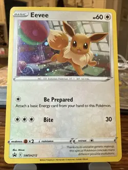 Eevee SWSH212 SWSH: Sword & Shield Black Star Promo Cosmo SWIRL Holo Pokemon - Image 1