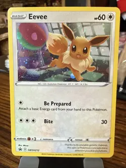 Eevee SWSH212 SWSH: Sword & Shield Black Star Promo Cosmo SWIRL Holo Pokemon - Image 2