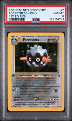 PSA 8 Forretress Holo NM-MT #2 1st Edition Neo Discovery 2001 Pokemon 129114271 - Image 1