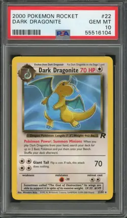 2000 Pokemon Team Rocket Dark Dragonite #22 PSA 10 - Image 1