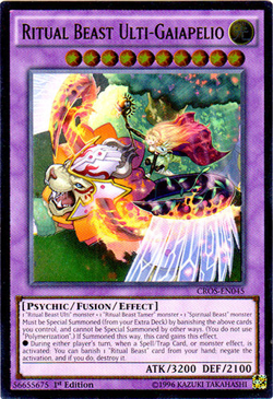 YUGIOH RITUAL BEAST ULTI-GAIAPELIO ULTIMATE 1ST EDITION NEAR MINT CROS-EN045 - Image 1