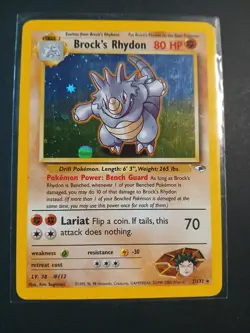 Pokemon Gym Heroes Brock's Rhydon Holo Card #002/132 - Image 1