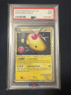 Pokemon Ampharos Prime HeartGold & SoulSilver Holo Ultra Rare #105 PSA 9 Mint - Image 1