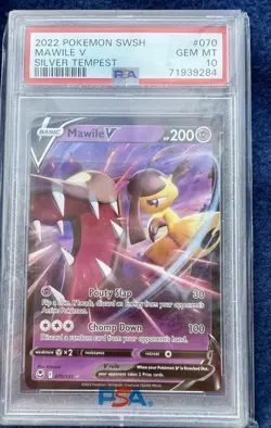 GEM MINT Mawile V HOLO! PSA 10! 2022 Pokemon Silver Tempest #070/195 - Image 1