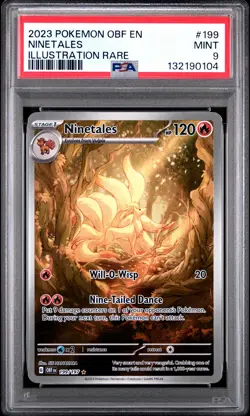2023 POKEMON OBF EN-OBSIDIAN FLAMES ILLUSTRATION RARE #199 NINETALES PSA 9 - Image 1