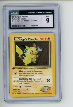 2000 Pokemon Gym Heroes Lt. Surge's Pikachu 81/132 1st Edition CGC 9 MINT - Image 1