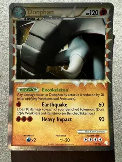 2010 Pokemon, HeartGold SoulSilver, #107/123 Donphan, Prime, Holo Ultra Rare - Image 1