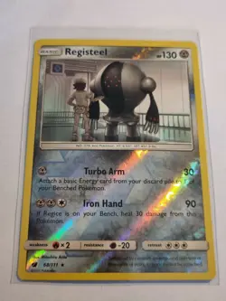 Registeel 68/111 Pokemon Card Sun & Moon Crimson Invasion Rare Reverse Holo - Image 1