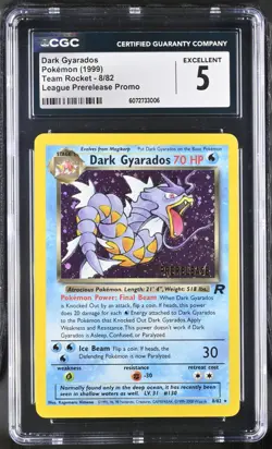 CGC 5 Dark Gyarados 1999 Team Rocket 8/82 Prerelease Promo Holo Pokemon Card - Image 1