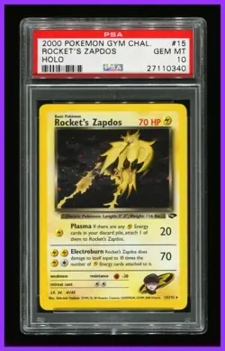 Rocket's Zapdos - 15/132 - Gym Challenge - Holo Rare - PSA 10 - Pokemon Card - Image 1