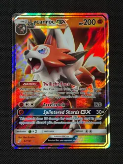 Lycanroc GX 82/181 HOLO Pokemon Card Sun & Moon Team Up Rare *2 - Image 1