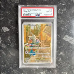 PSA 10 Mimikyu Paldean Fates Pokemon Center Stamp Exclusive ETB SVP 075 GEM MINT - Image 1