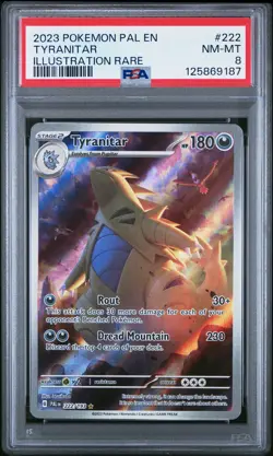 2023 POKEMON PAL EN-PALDEA EVOLVED ILLUSTRATION RARE #222 TYRANITAR PSA 8 - Image 1