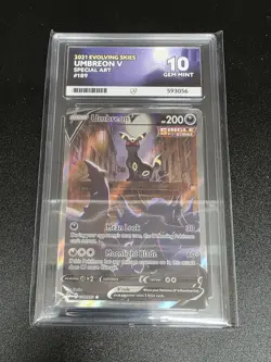 Pokemon Umbreon v Evolving Skies 189/203 Ace 10 Gem Mint Perfect Subgraded 10/10 - Image 1