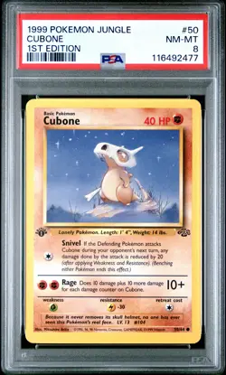 1999 POKEMON JUNGLE 1ST EDITION #50 CUBONE PSA 8 - Image 1