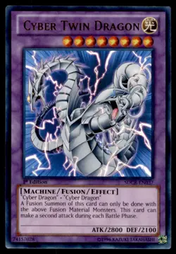 1996 Yu-Gi-Oh! Cyber Twin Dragon #SDCR-EN037 1st Edition Near Mint - Image 1