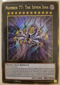 YuGiOh Number 77: The Seven Sins Gold Secret Rare 1st Edition PGL3-EN011 - Image 1