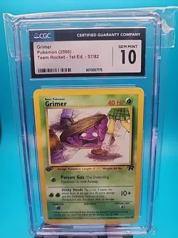 CGC 10 GEM MINT Grimer Team Rocket 1st Edition 57/82 Pokemon Card - Image 1
