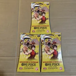 One Piece TCG Kingdoms Of Intrigue 12-Card Booster Pack Lot of 3 - Image 1