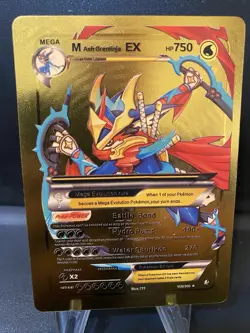 Mega Ash-Greninja EX Gold Foil Fan Art Rare Display Card NM - Image 1