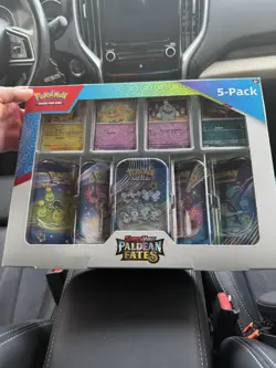 Pokemon TCG Scarlet & Violet Paldean Fates 5 Tins Costco Bundle 2024 NEW - Image 1