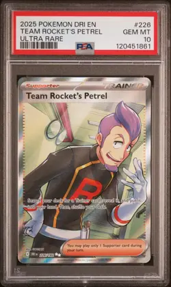 2025 POKEMON DRI EN-DESTINED RIVALS ULTRA RARE #226 TEAM ROCKET'S PETREL PSA 10 - Image 1