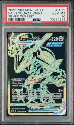 2022 POKEMON SWORD & SHIELD SILVER TEMPEST #TG29 FULL ART/RAYQUAZA VMAX PSA 10 - Image 1
