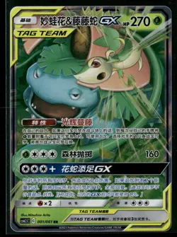 Venusaur and Snivy GX - 001/061 - Holo - Chinese - Pokemon TCG - NM - Image 1