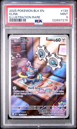 2025 POKEMON BLK EN-BLACK BOLT ILLUSTRATION RARE #139 KLINK PSA 9 - Image 1