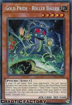 YUGIOH CYAC-EN086 Gold Pride - Roller Baller Secret Rare 1st Edition NM - Image 1
