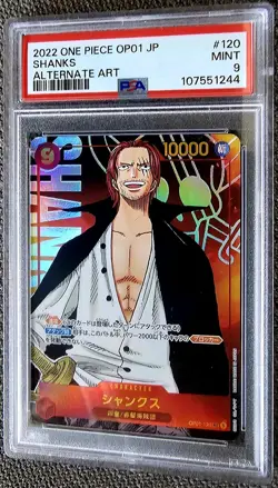 2022 Shanks SEC Parallel Alt Art ONE PIECE Card OP01-120 JP PSA 9 - Image 1