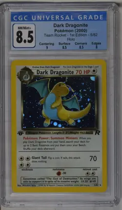CGC 8.5 Dark Dragonite 2000 Team Rocket 1st Edition 5/82 Holo Pokemon Card - Image 1