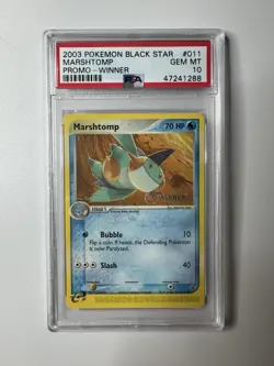 Pokemon PSA 10 GEM MINT Marshtomp #011 WINNER Black Star Promo 2003 - Image 1