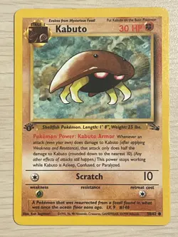 Set of 8 Pokemon TCG WOTC Kabuto 50/62 Fossil English Cards - 2 are 1st Edition! - Image 2