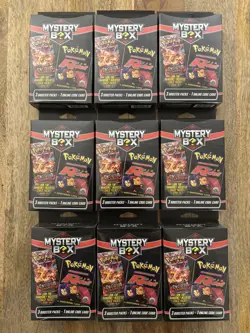 9 Pokemon Mystery Boxes Chase Seeded 1:10 Team Rocket Chance 3 Booster Packs - Image 1