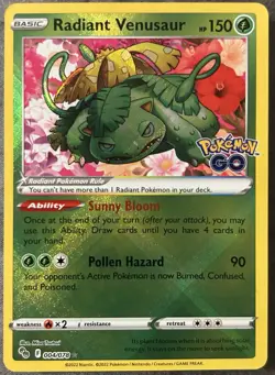 Radiant Venusaur Radiant Rare Pokemon GO 004/078 NM Holo - Image 1