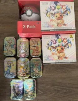 Pokemon TCG Prismatic Evolutions Elite Trainer Box (2), Pokeball + 8 Tins! - Image 1