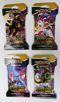 Pokemon Evolving Skies Sleeved Sealed Booster Art Set 4 Packs - Factory Sealed - Image 1