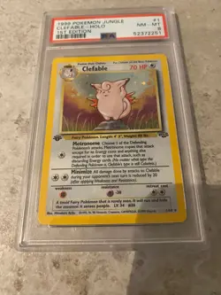 1st Edition Clefable 1/64 Jungle Pokemon WOTC PSA 8 - Image 1