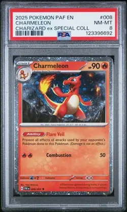 2025 Pokemon PAF EN Charmeleon COSMOS HOLO #008 Uncommon Promo PSA 8 NM-MT - Image 1