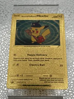 Pokemon Pikachu Special Delivery Gold Foil Promo Card - NM #SWSH074 - Image 1