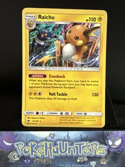 Pokemon Card Raichu 41/147 Burning Shadows Reverse Holo Rare Near Mint - Image 1