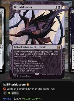 MTG Bitterblossom Foil Borderless Mythic Card WOT, 27, M/Nm Condition - Image 4