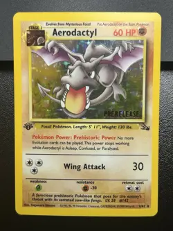 AERODACTYL Prerelease Pokemon Card - WOTC - 1st Edition Fossil 1/62 HOLO NM (B) - Image 2