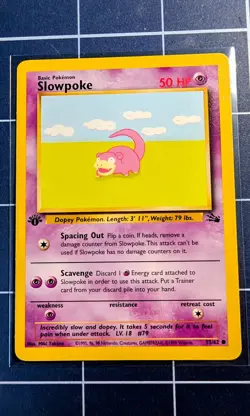 Slowpoke 1st Edition 55/62 Fossil Pokemon Card LP - Image 1